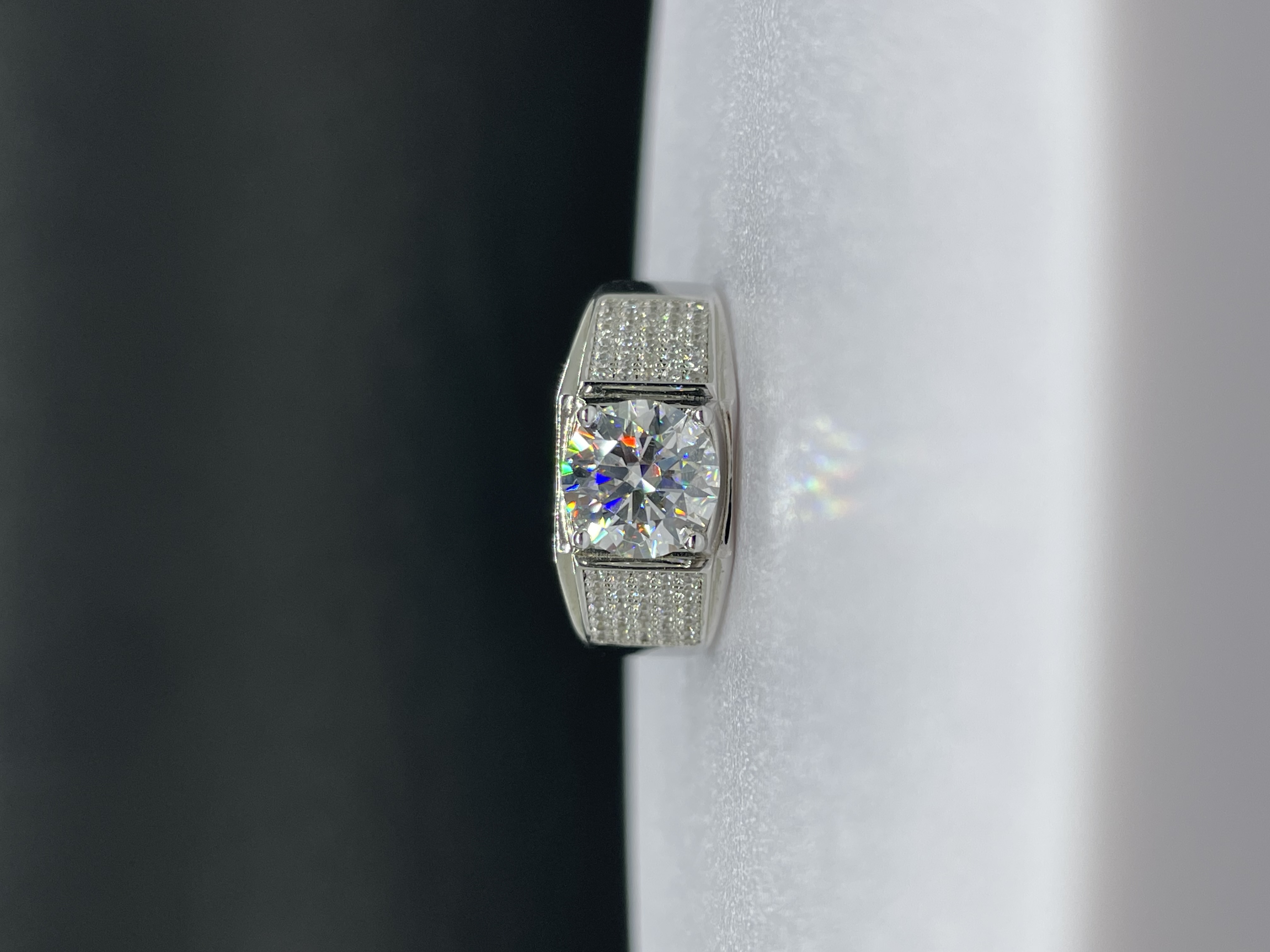 925银莫桑石戒指 男款饰品结婚婚戒豪华满钻925银莫桑石中版1-3