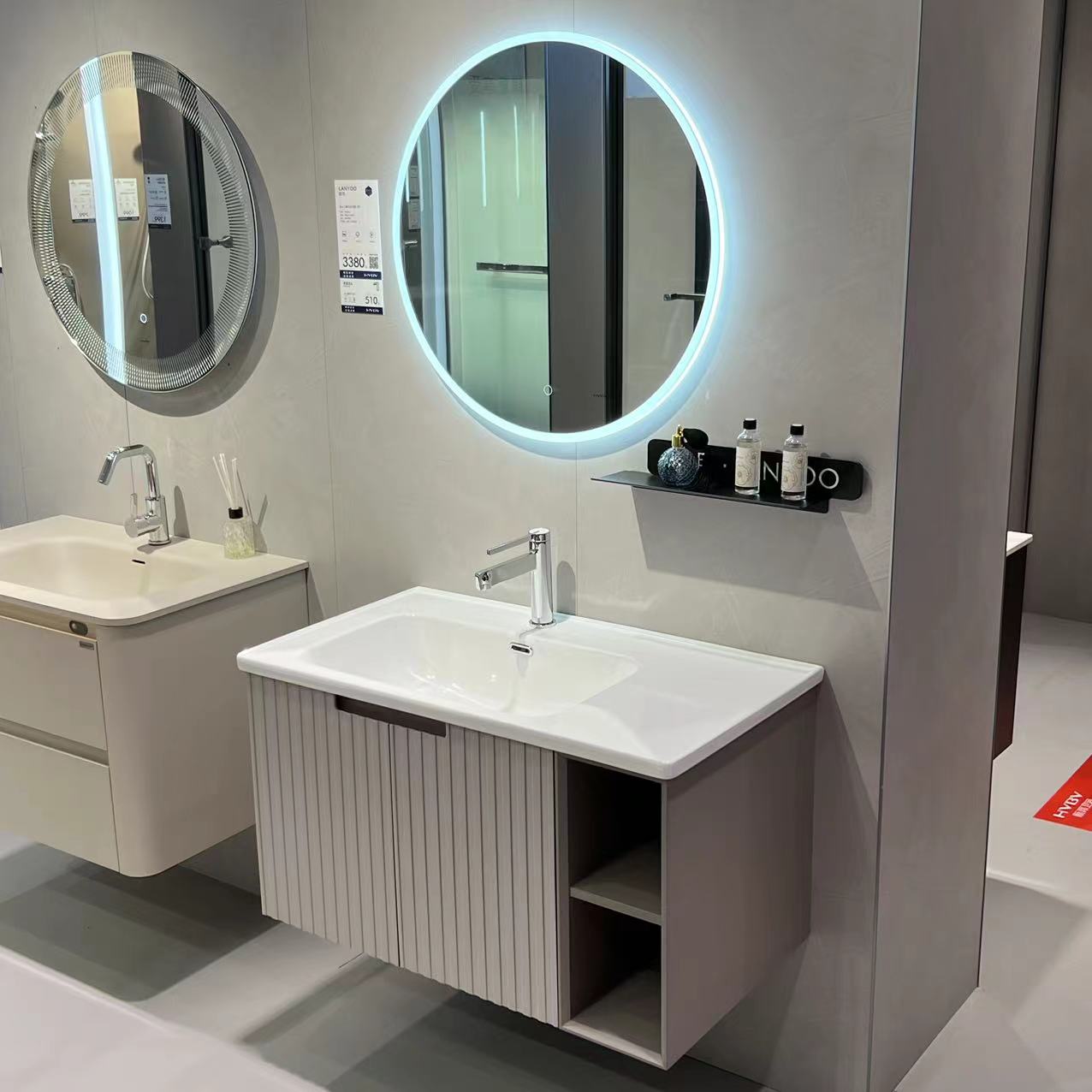 HVBV/航邦卫浴浴室柜陶瓷一体盆多层实木板洗脸盆