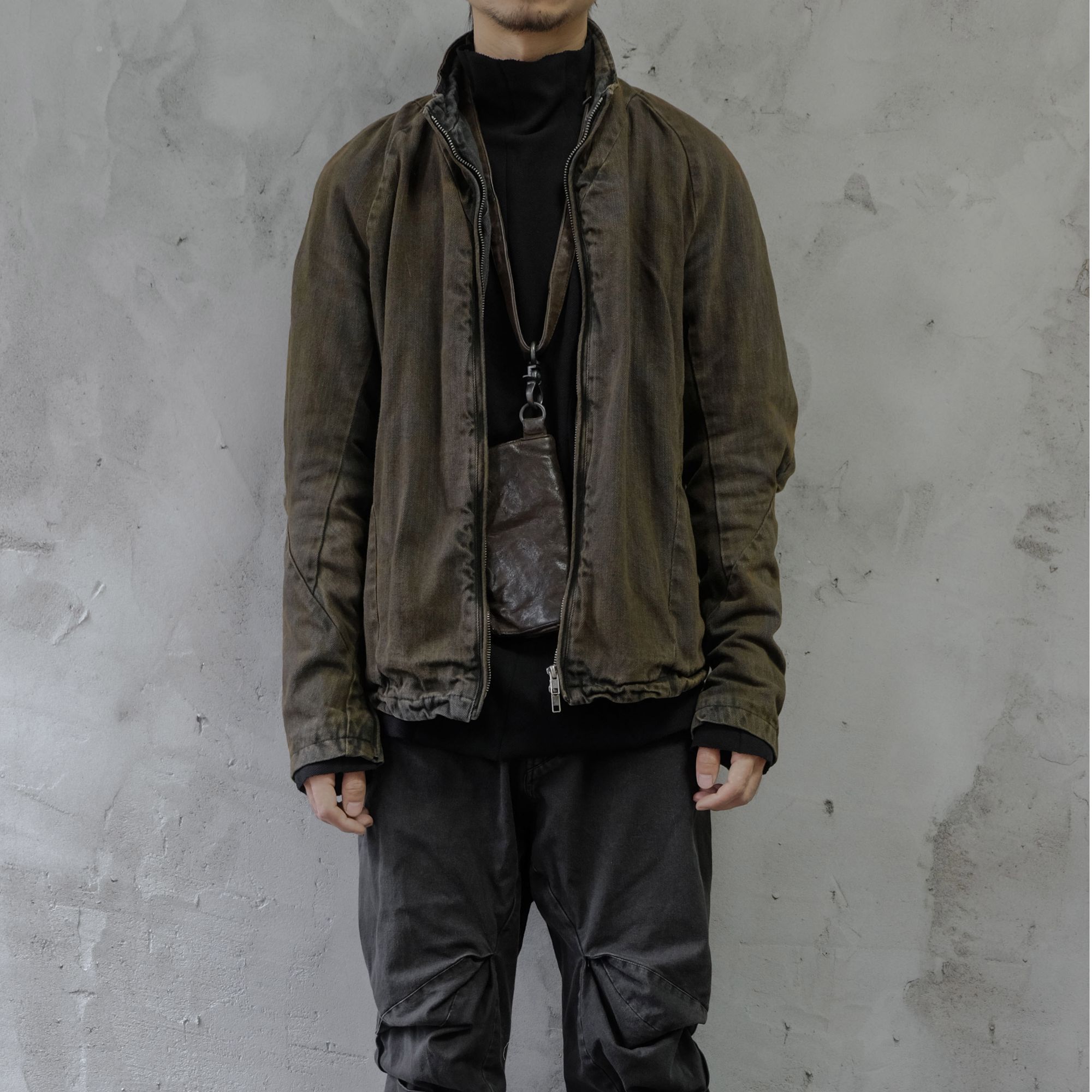 【UNNAMING XIA】新款锈黄复古水洗牛仔夹克外套男原创手工做旧色