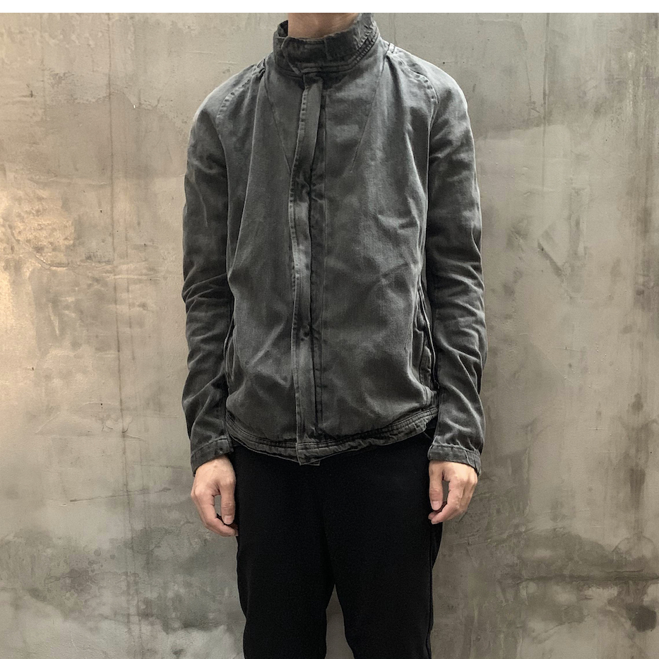 【UNNAMING XIA】日系暗黑深灰色男士牛仔夹克复古做旧休闲男外套