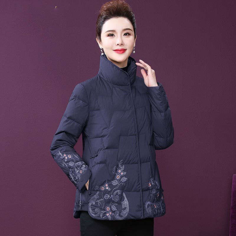 波司豋2023新款羽绒服女短款轻盈白鸭绒中国风轻奢刺绣加厚标题后