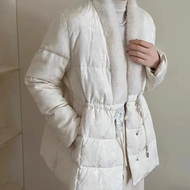 水貂绒拼接环保皮草羽绒服冬季新款中国风盘扣外套