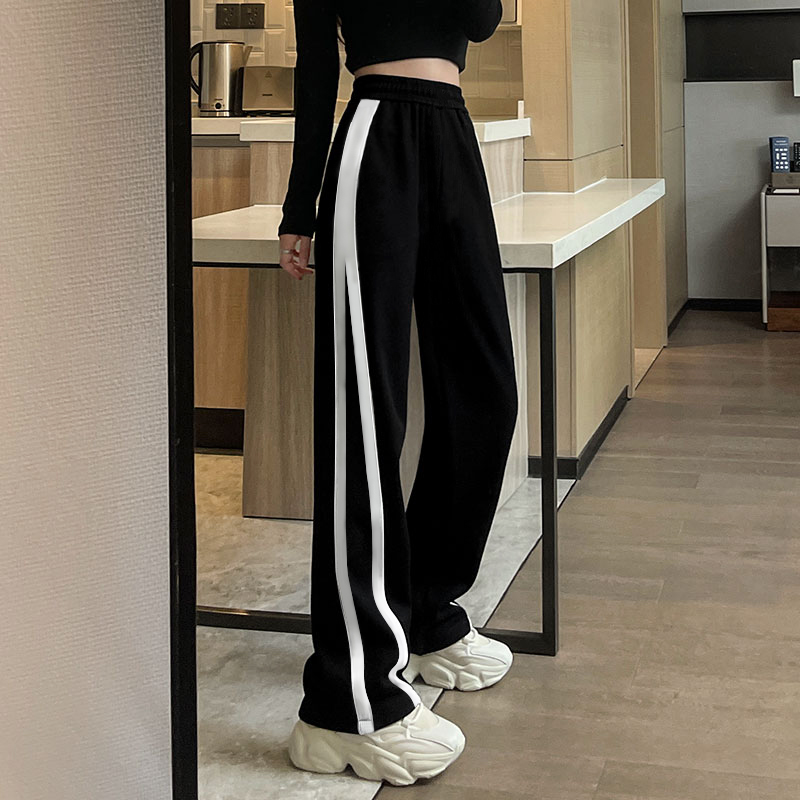 女童阔腿裤儿童女孩春秋裤子秋冬长裤运动裤黑色卫裤加绒裤