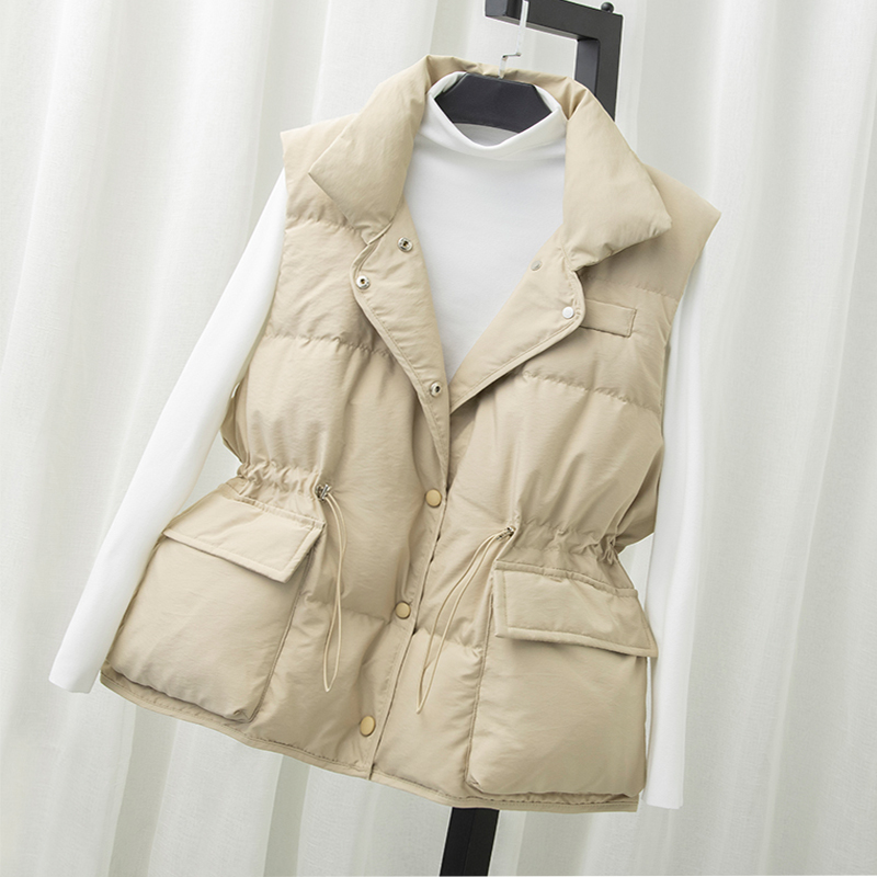 秋冬季羽绒马甲女韩版宽松背心2025新款收腰白鸭绒马夹显瘦外套