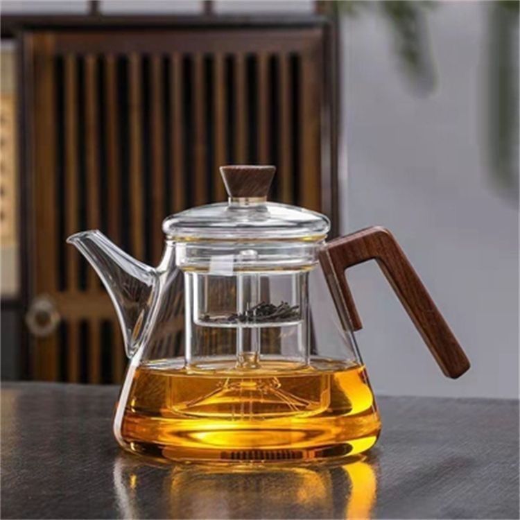 高档茶壶加厚玻璃煮茶壶防烫木把壶防爆蒸煮一体泡茶茶壶茶壶