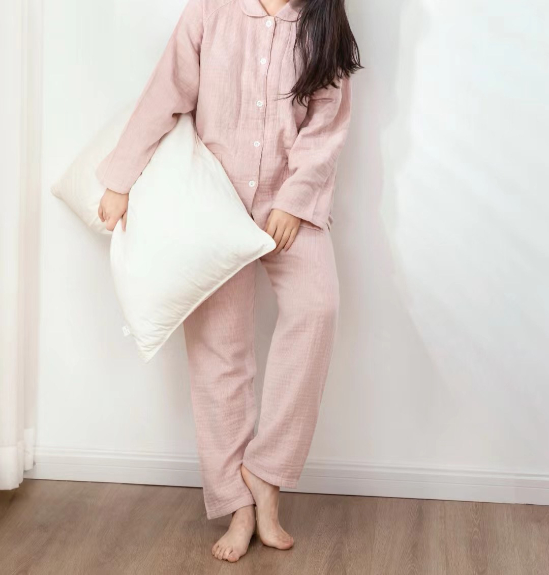 四层纱布情侣款家居服 轻薄棉服，高温砂洗，软糯透气，亲肤保暖吸汗