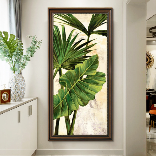 美式复古风家大业大玄关挂画植物客厅装饰画落地画走廊过道壁画