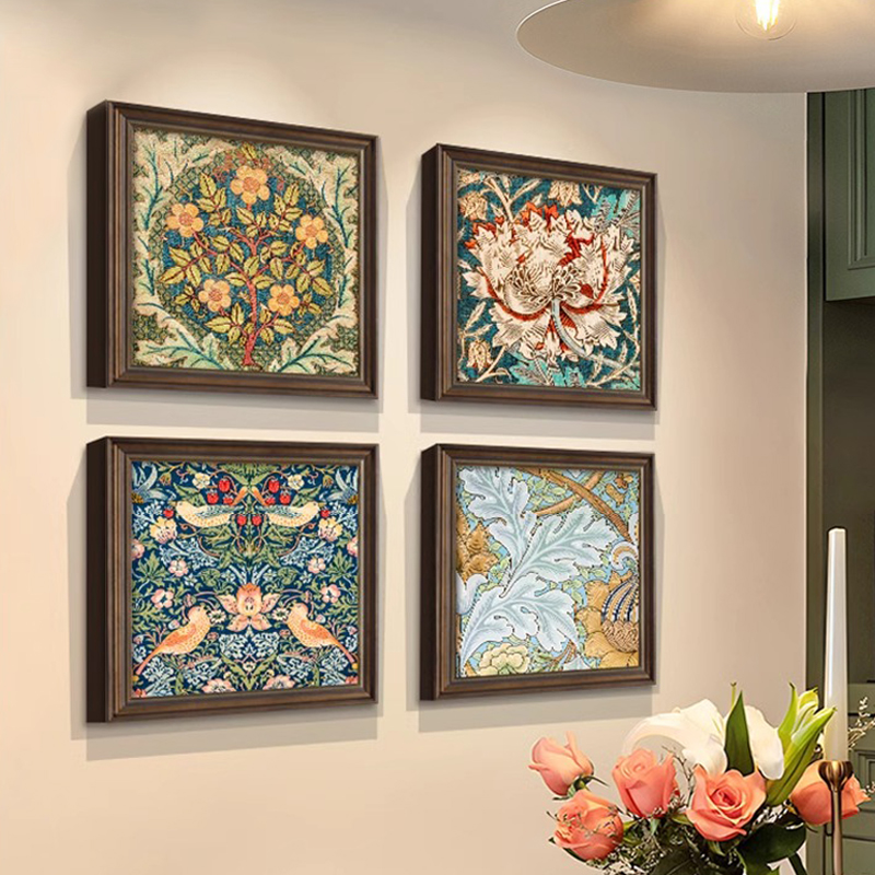 美式客厅餐厅装饰画饭厅复古大芬村油画欧式沙发背景墙挂画高级感