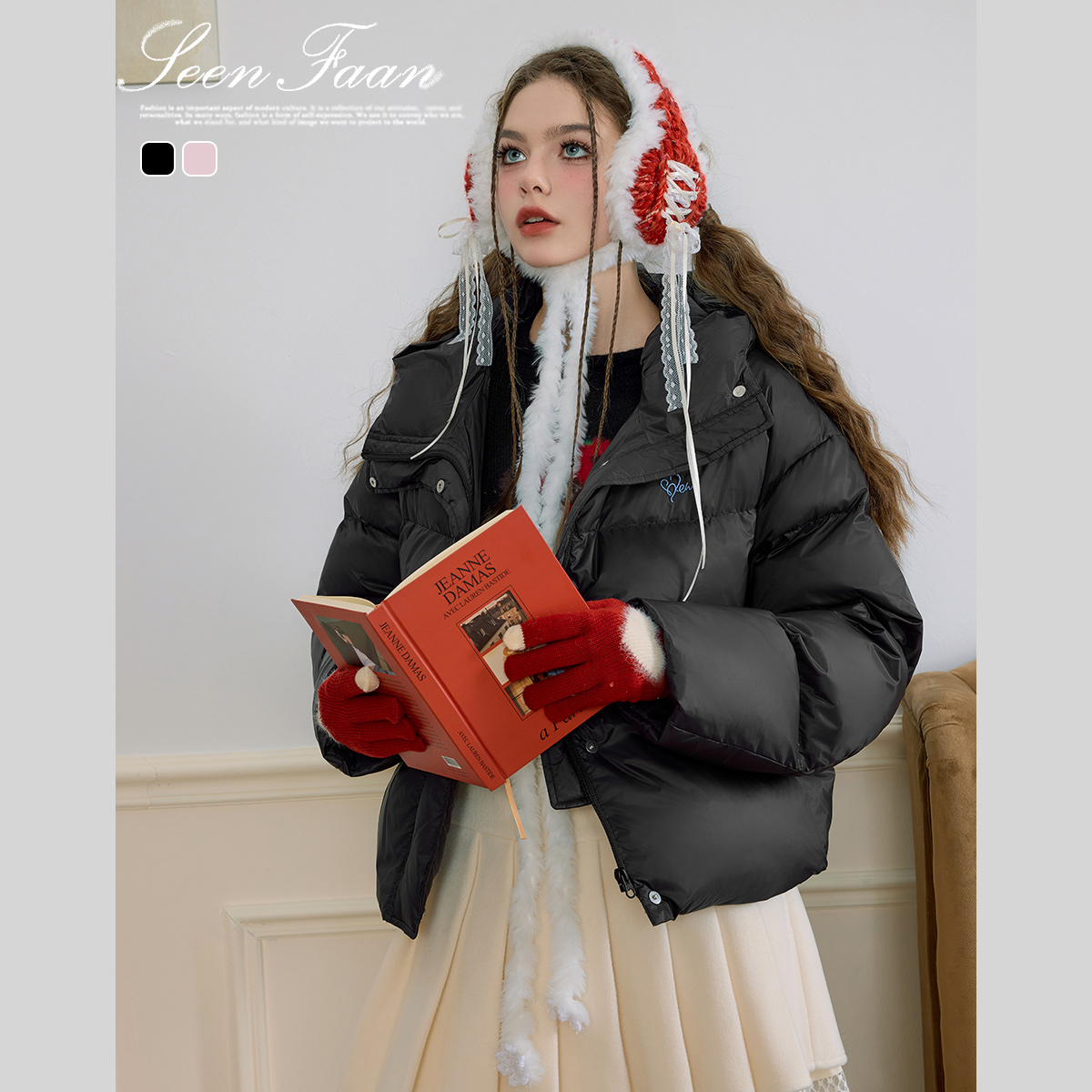 SEENFAAN盛放2024冬新款连帽立领羽绒服女ESY021