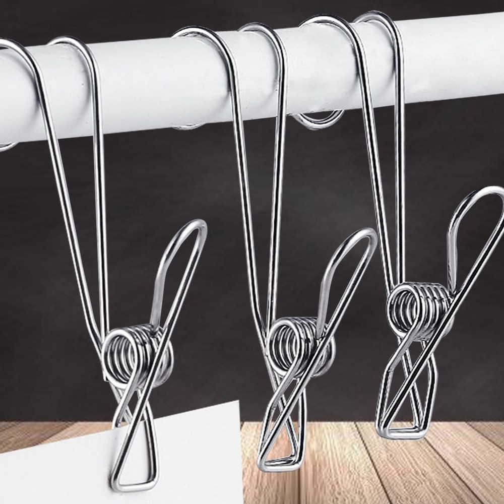 不锈钢夹子厨房浴室阳台毛巾悬挂多功能收纳挂钩文件本子长尾夹