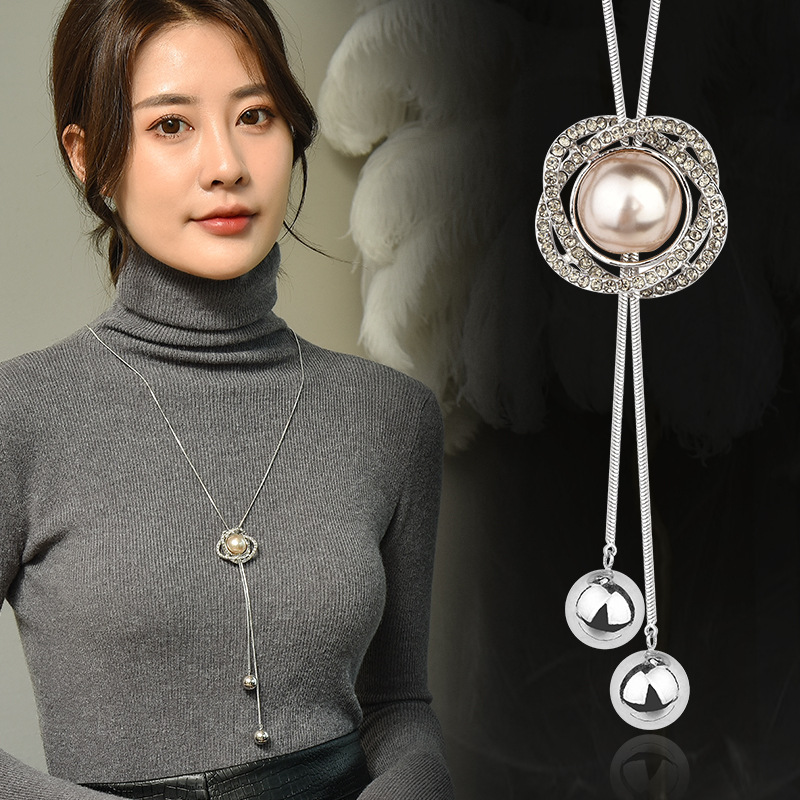 合金吊坠 气质毛衣链长吊坠项链女韩版简约时尚百搭配饰适合高领
