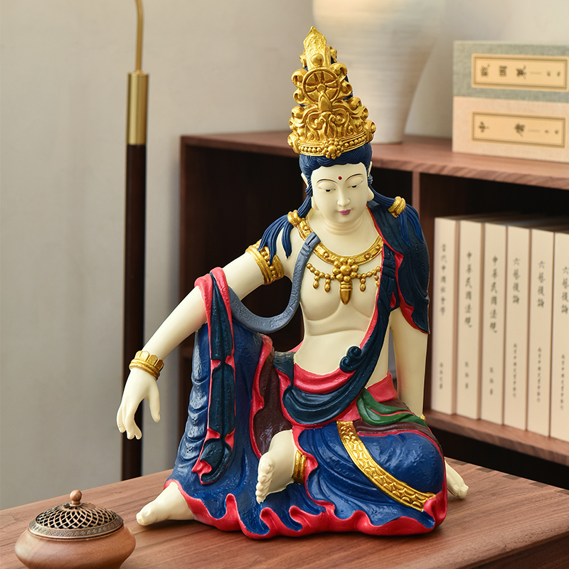 新中式禅意自在观音摆件古典人物客厅玄关书柜茶空间装饰工艺品