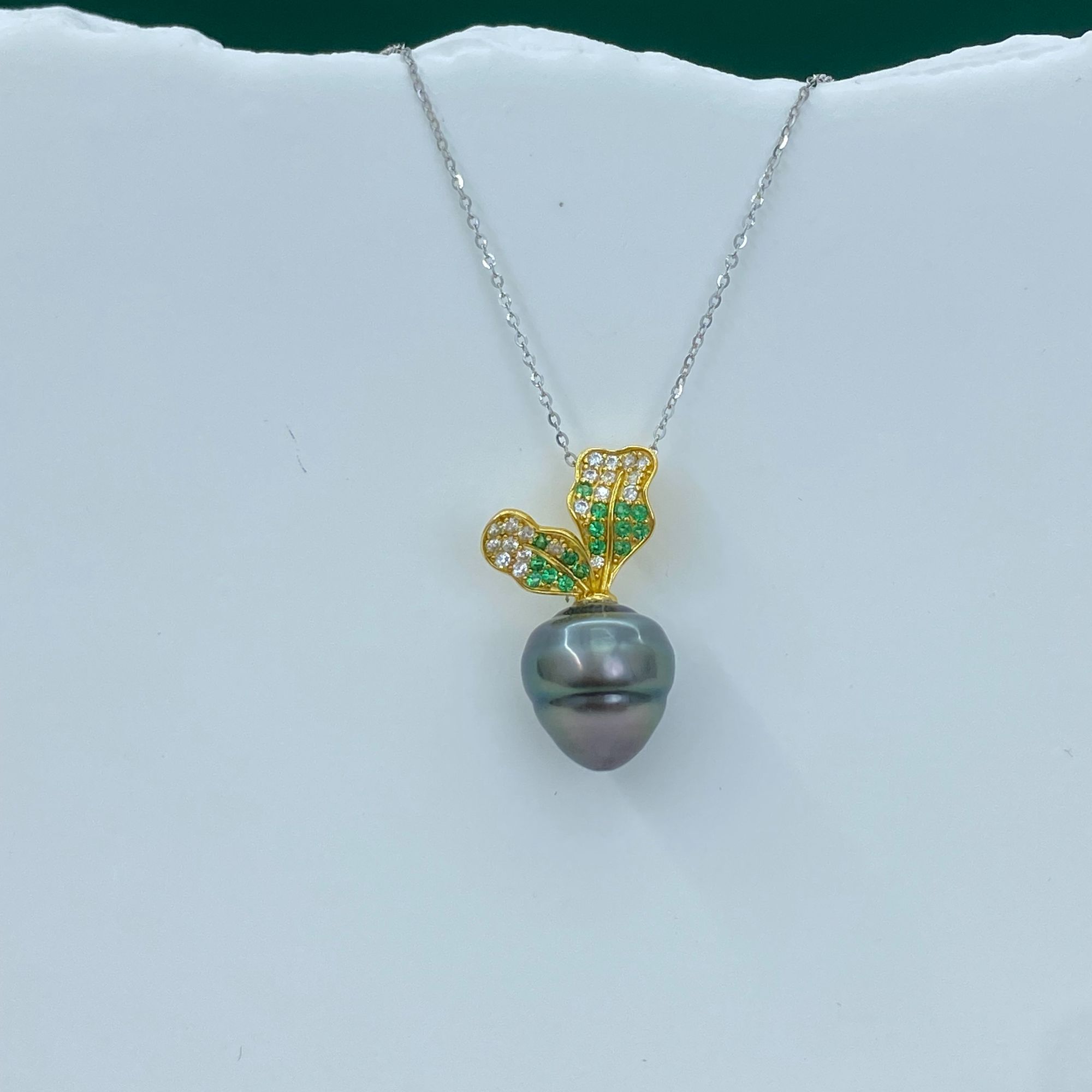 星柠珍珠 海水大溪地黑珍珠 s925银 吊坠