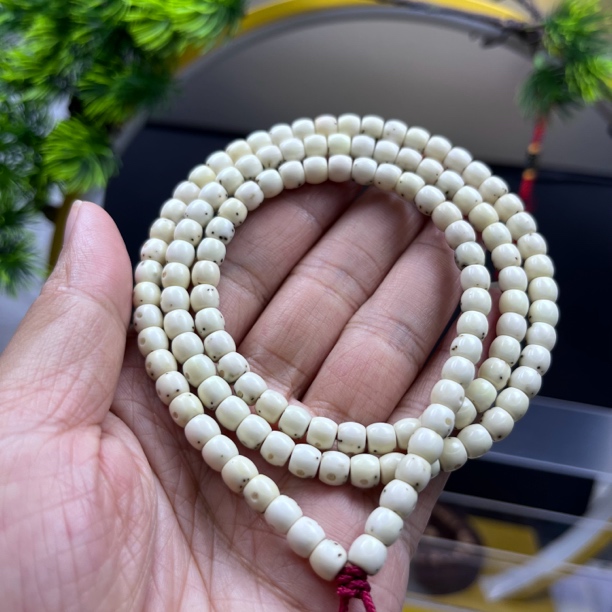 同枝石玉鼓珠5*6mm月通体2/3大留白星点少星好星月菩提长串手链