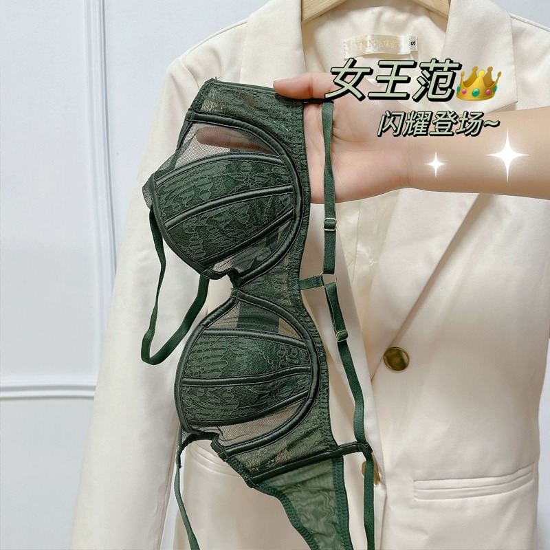 维多利亚夏季薄款内衣大胸显小蕾丝淑女纯欲上托防下垂收副乳法式