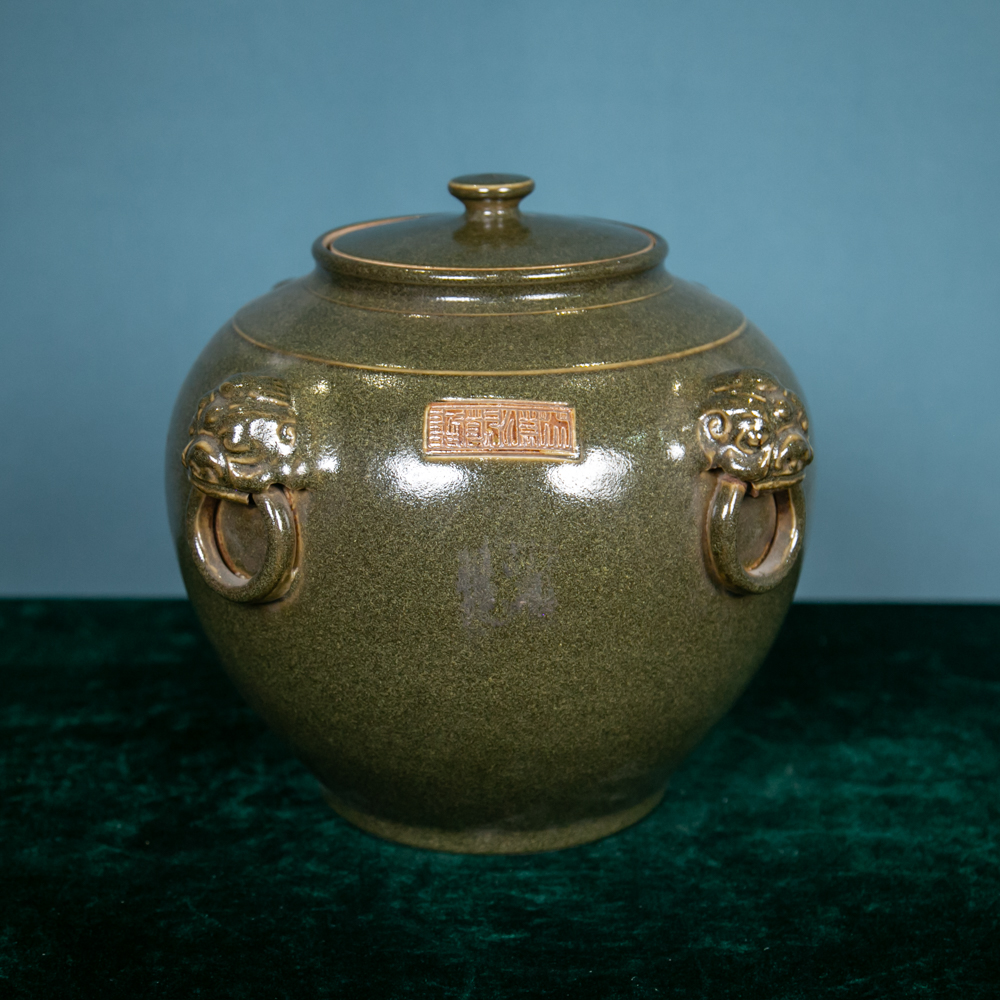 茶叶末釉四狮衔环盖罐DSY110707