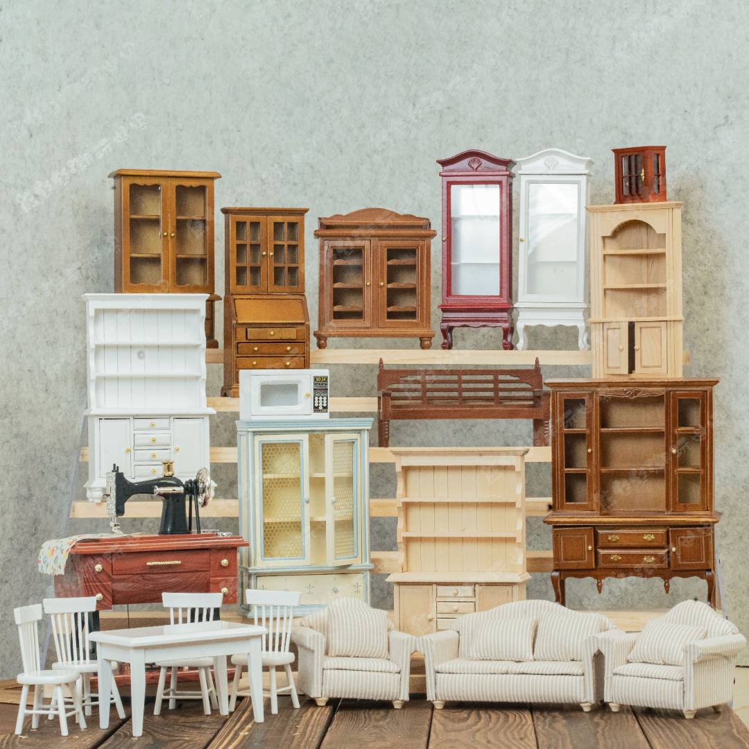 【熊丝丝家具厂】娃屋迷你家具摆件微缩柜子 娃娃屋过家家 橱柜书柜
