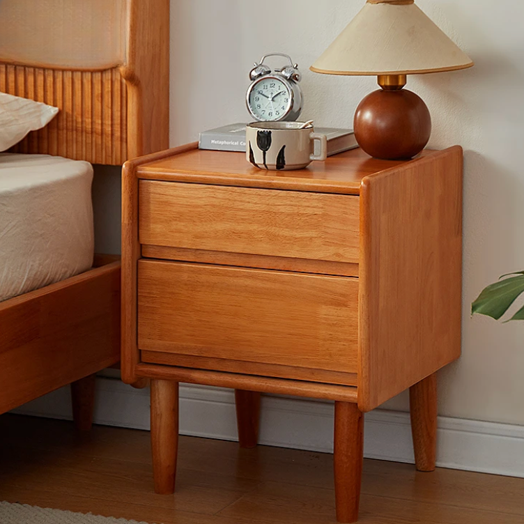 全实木床头柜樱桃木色家用收纳柜小型日式整装床边储物柜