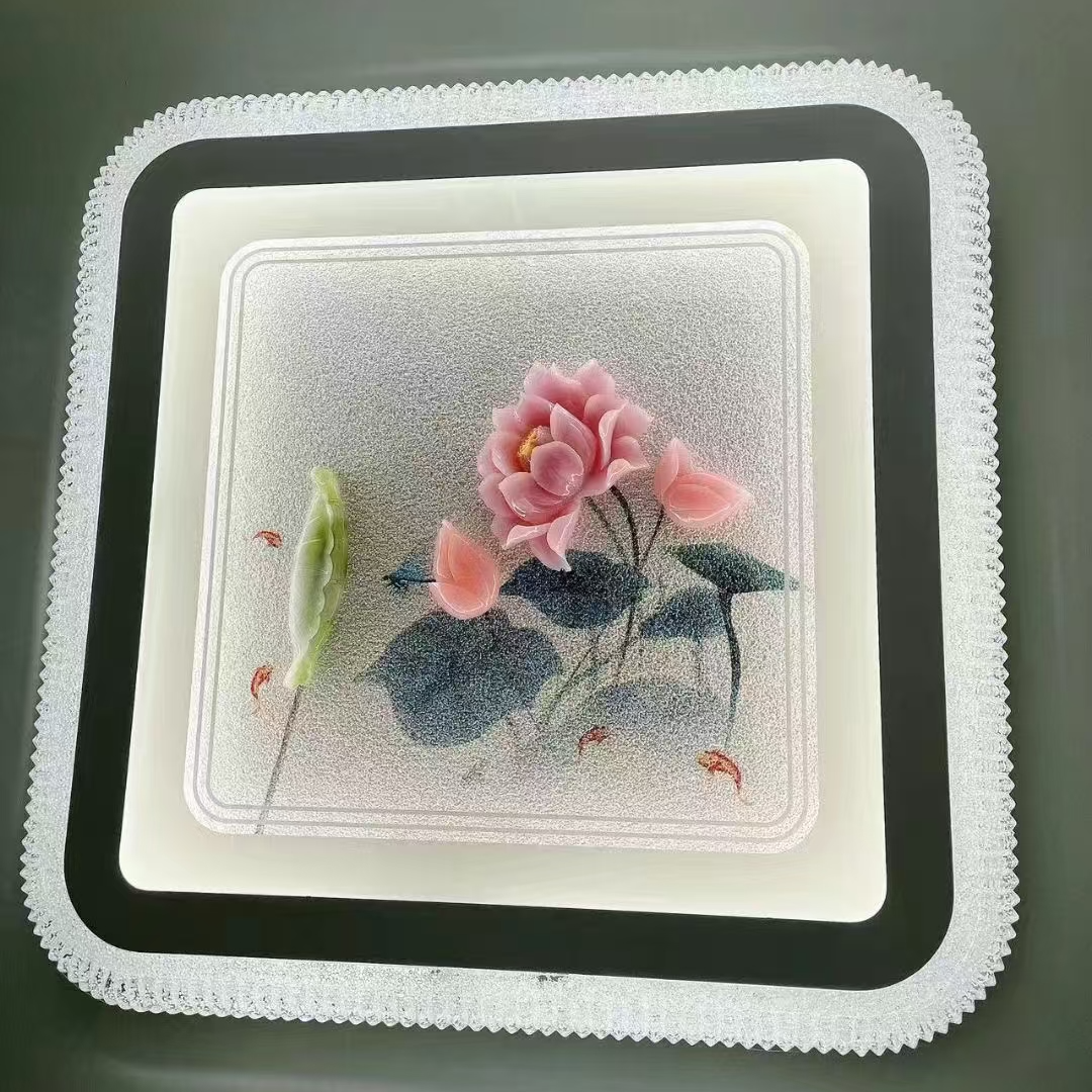 新款玉石荷花卧室房间吸顶灯创意家用