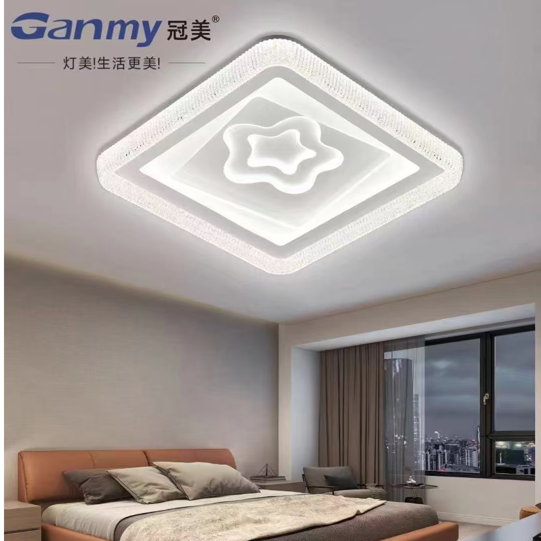 新款简约线条黑白灰卧室餐厅吸顶灯房间大气主卧