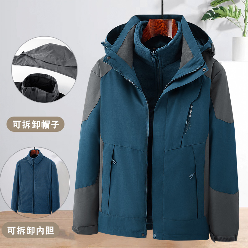 春秋季外套中年男士冲锋衣中老年秋冬款爸爸爷爷加绒加厚秋装上衣