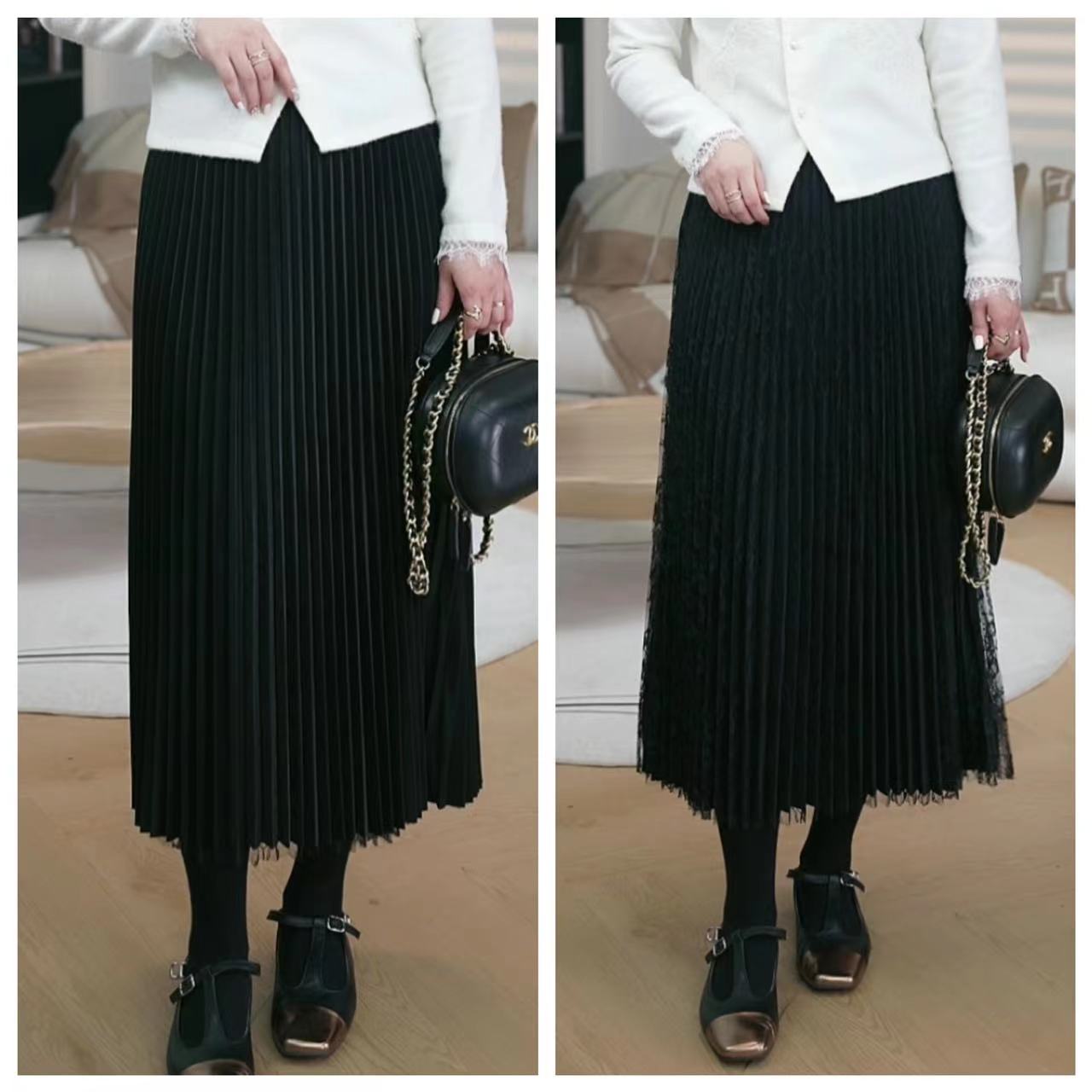 【星月二重奏】 新款两穿显瘦手工压褶两面穿蕾丝半裙 YH2627