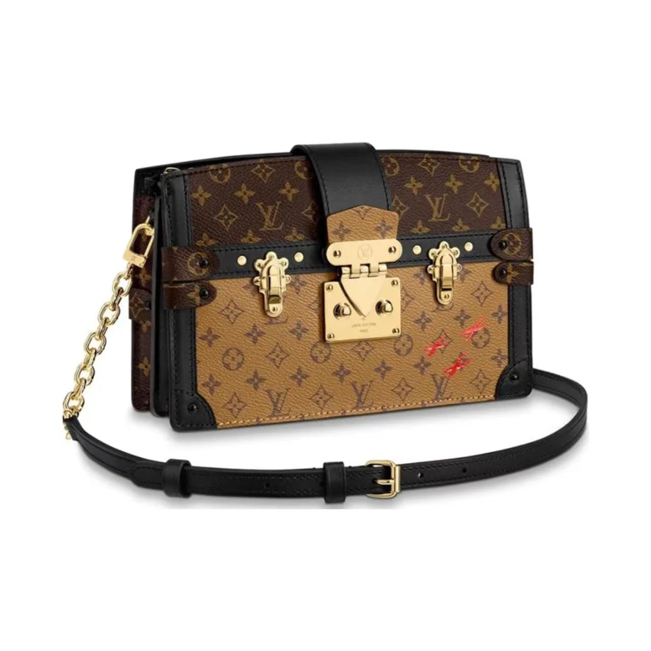 全新未使用 LouisVuitton/路易威登 Trunk Clutch 老花印花盒子包