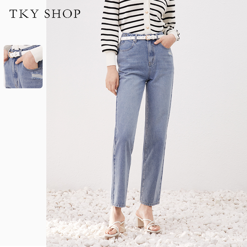 TKYSHOP【商场同款】百搭锥形牛仔裤2023春新款裤子10G1GF04C019
