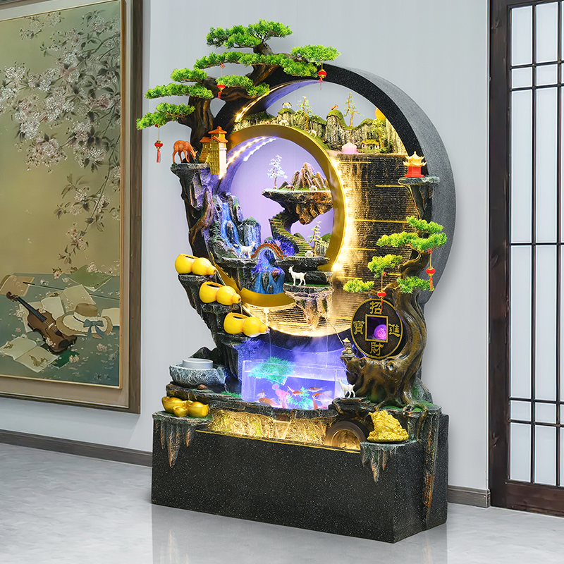 山水秋铭假山流水喷泉办公室客厅流水摆件循环水招财风水流水摆件