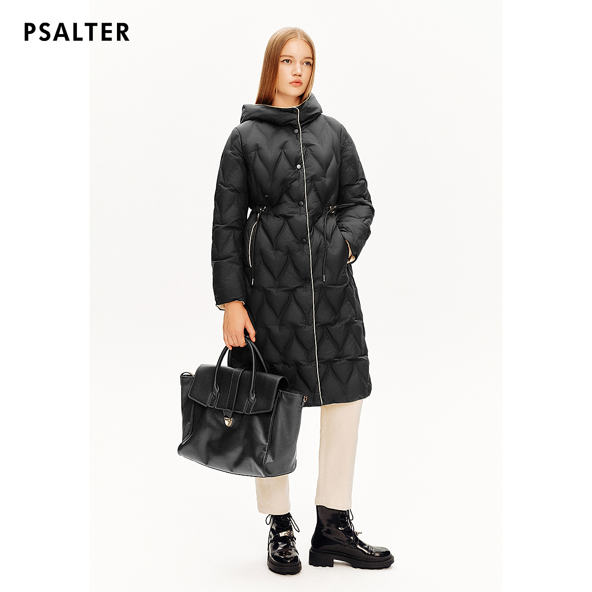 PSALTER/诗篇白鸭绒高密防钻绒学院风撞色连帽羽绒服6C64508123