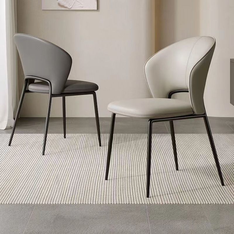 北欧轻奢设计师高级家用餐椅酒店凳子餐桌椅简约现代皮质靠背椅子