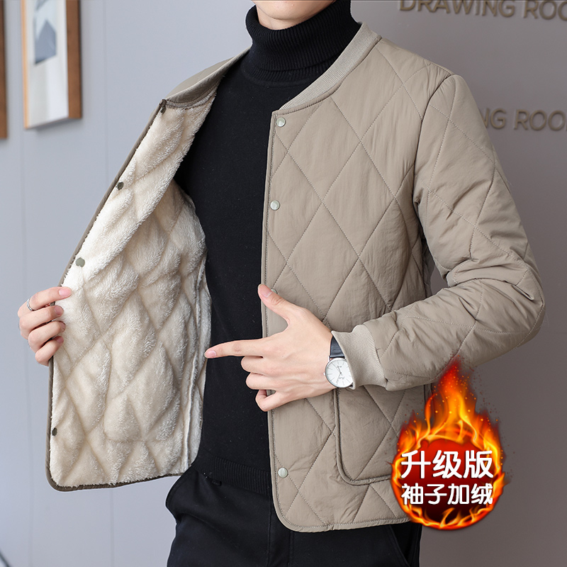 男士新款内胆棉衣冬季加绒加厚保暖棉袄内外两穿韩版立领显瘦棉服