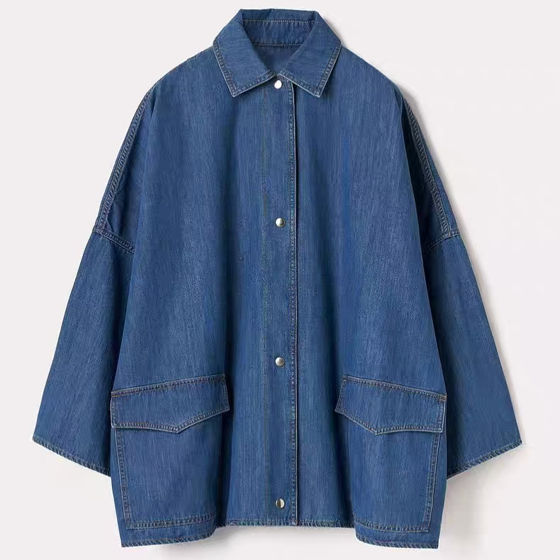 女装；38661宽松翻领牛仔外套