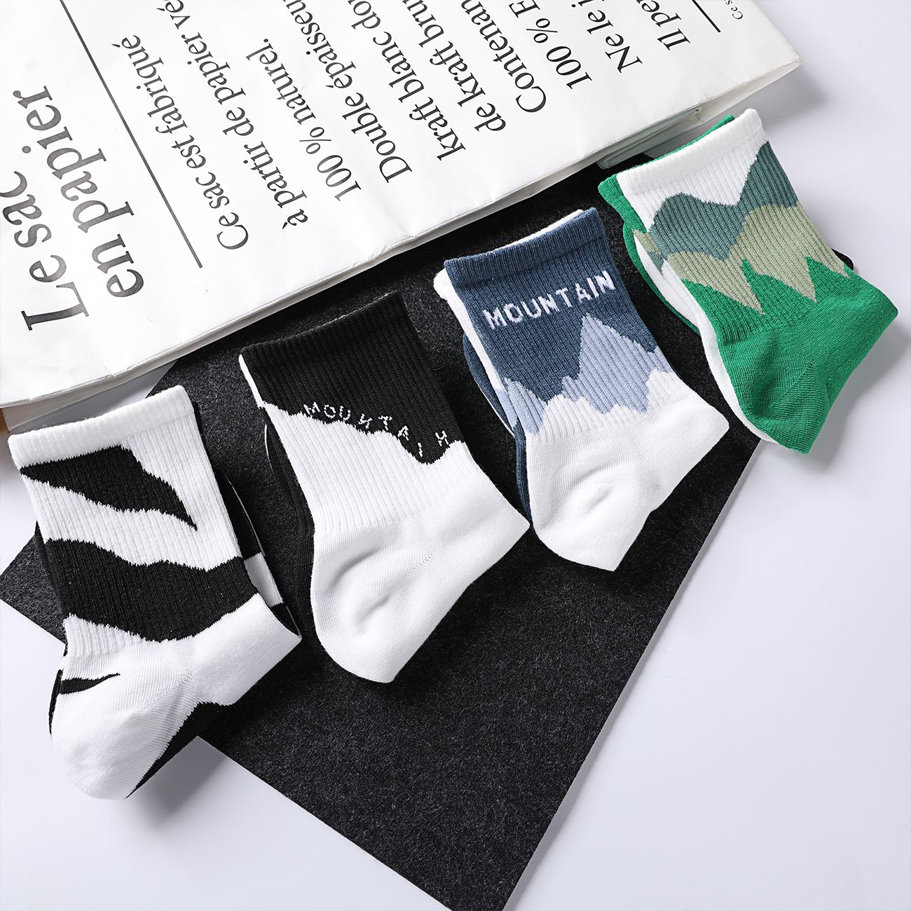 不对称小众长袜子AB袜 无骨中筒袜ins潮流街头运动男女情侣袜