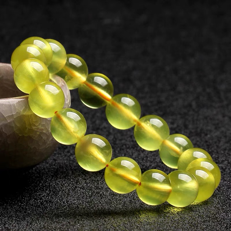 天然金葡萄石手串意大利奶油体黄金葡萄石冰种黄葡萄石多样性发一