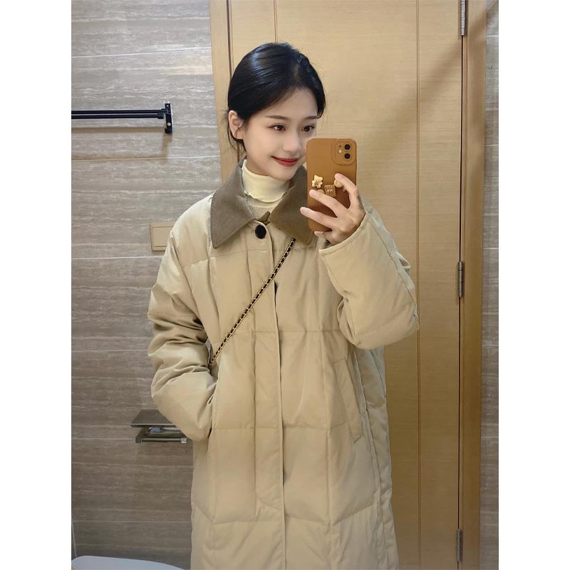 雅鹿中长版过膝羽绒棉衣外套女秋冬尺码胖mm今年流行网红爆款棉服