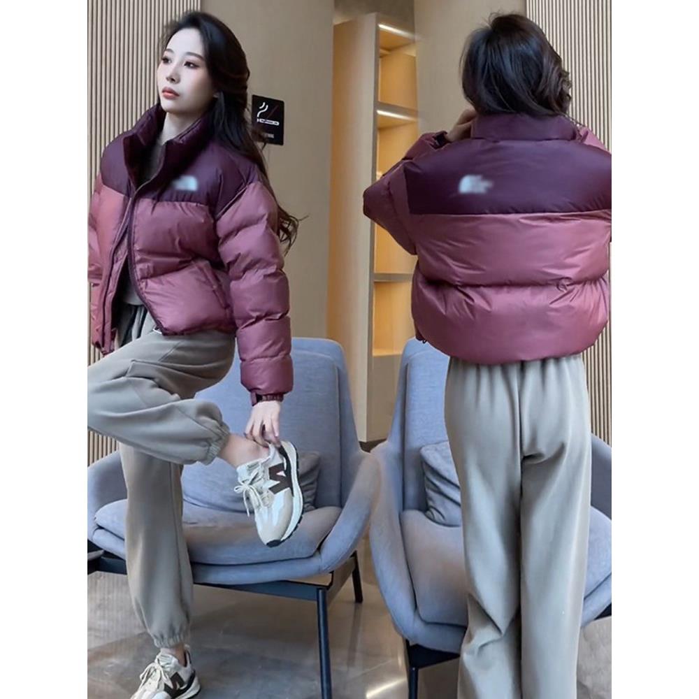 雅鹿羽绒服女2023秋冬新款立领白鸭绒韩版拼色短款小个子面包服外