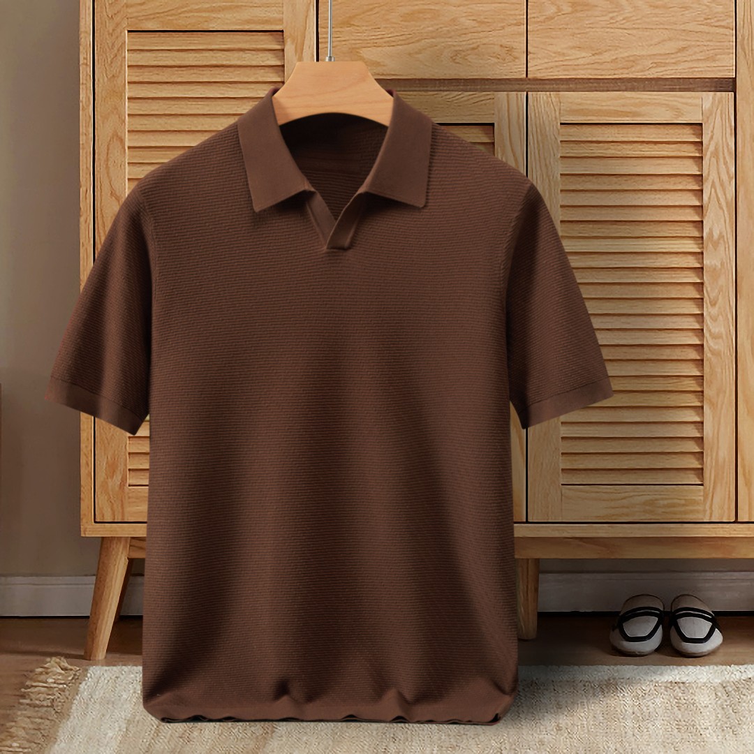 路易·杰尼雅亚家同款男士棉质提花短袖针织Polo衫休闲翻领半袖