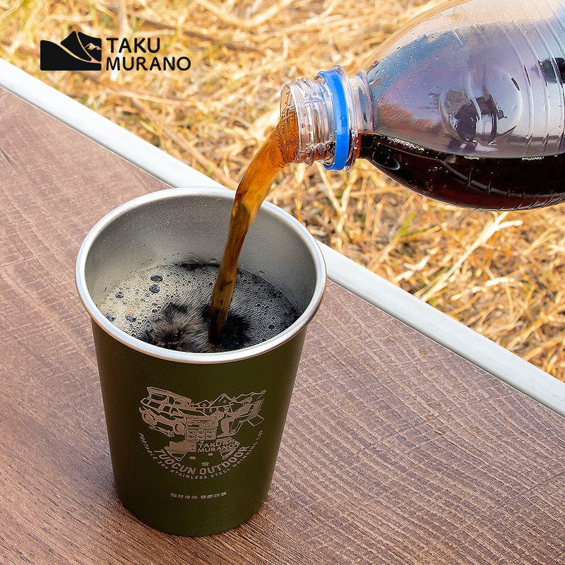 拓村户外便携304不锈钢350ml水杯野营餐具套装露营旅行咖啡杯 