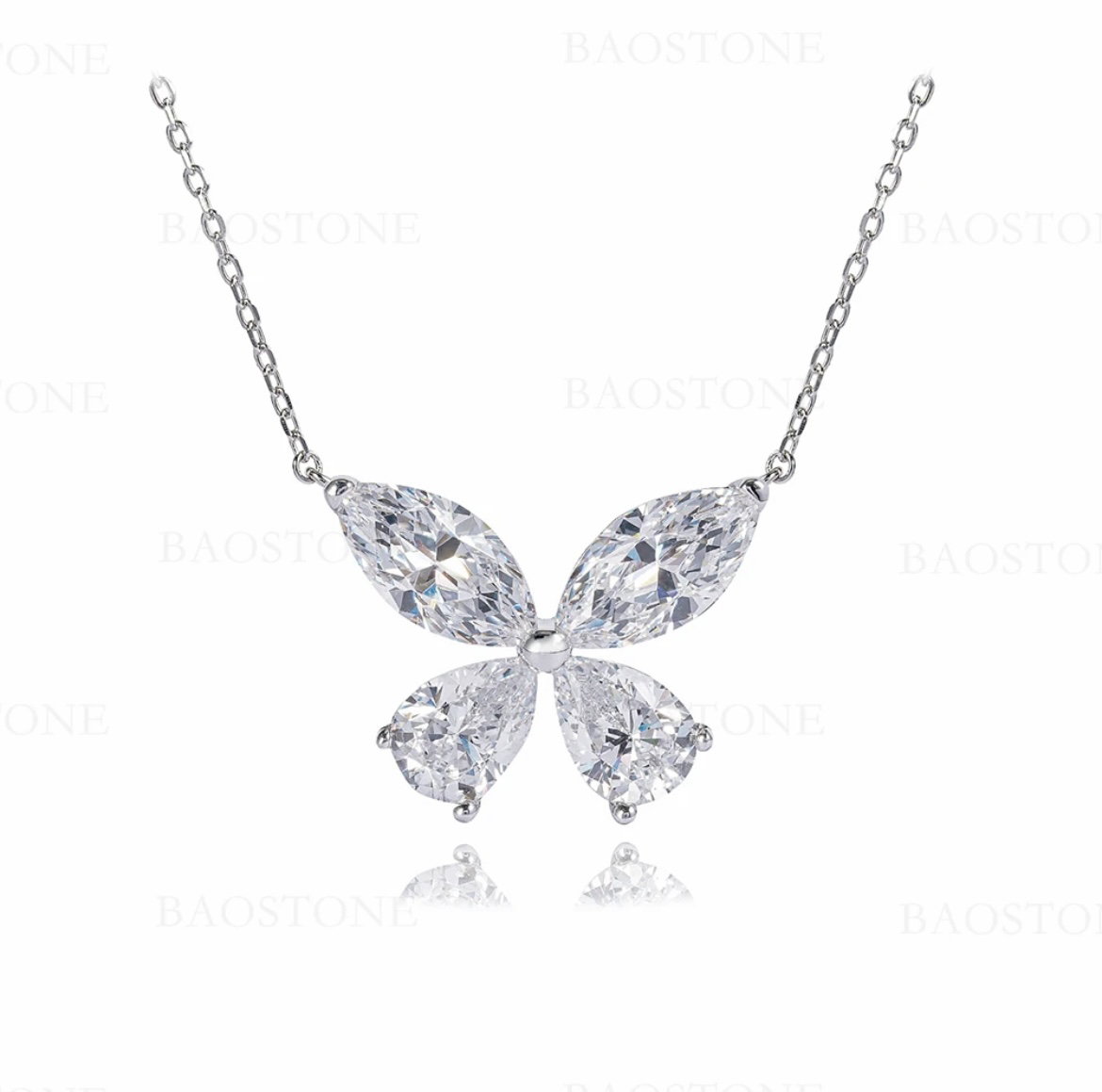 合金锆石项链 坠链均925银合成锆石满钻轻奢镶钻T35