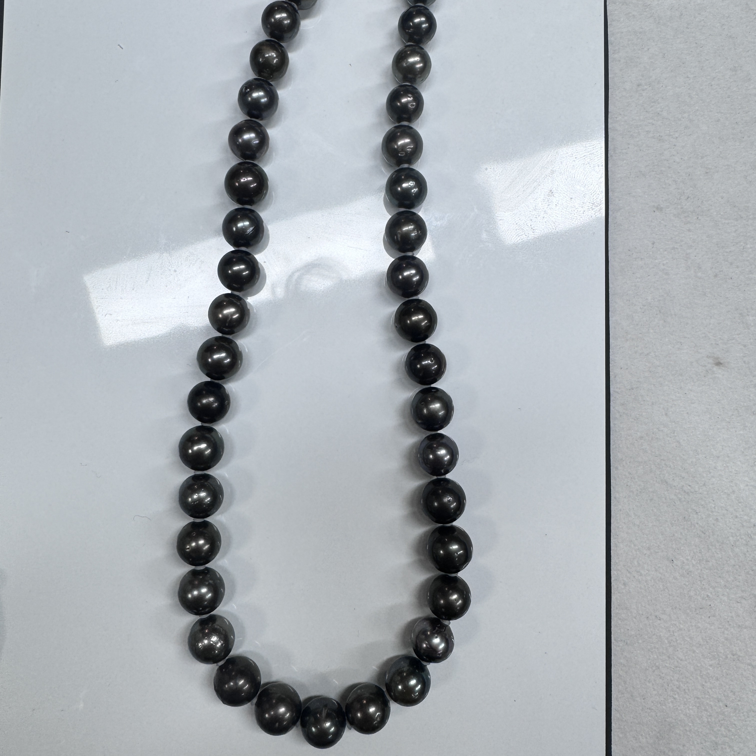 8-12mm海水大溪地满串项链高光高亮S925银镶嵌黑色百搭时尚