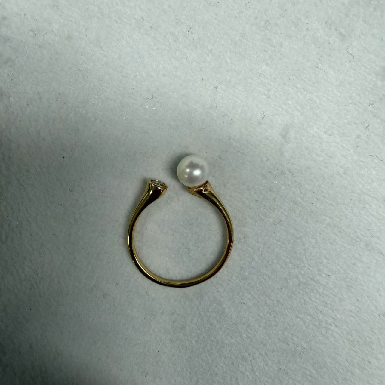 5mm淡水珍珠戒指冷白珠光S925银镶嵌