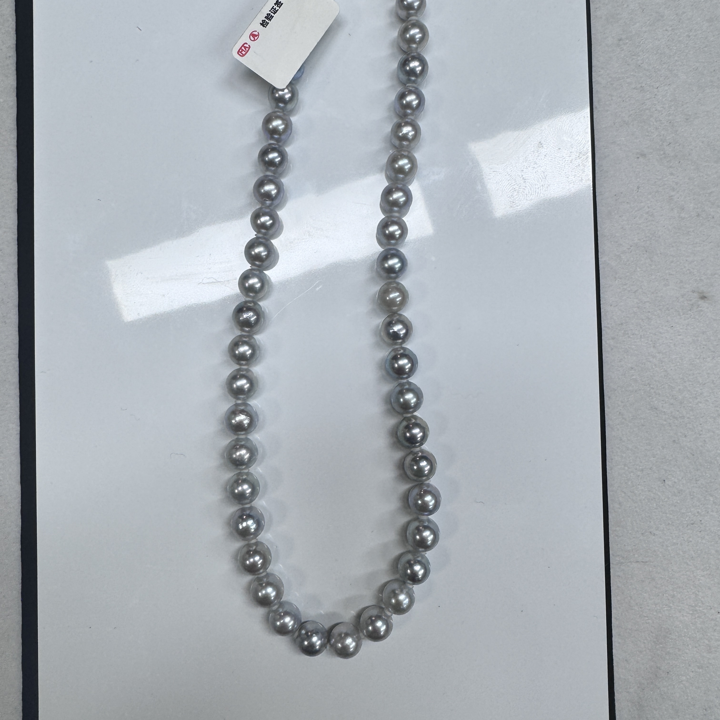 5-7mm海水真多麻满串项链冰蓝炫彩--18K金镶嵌