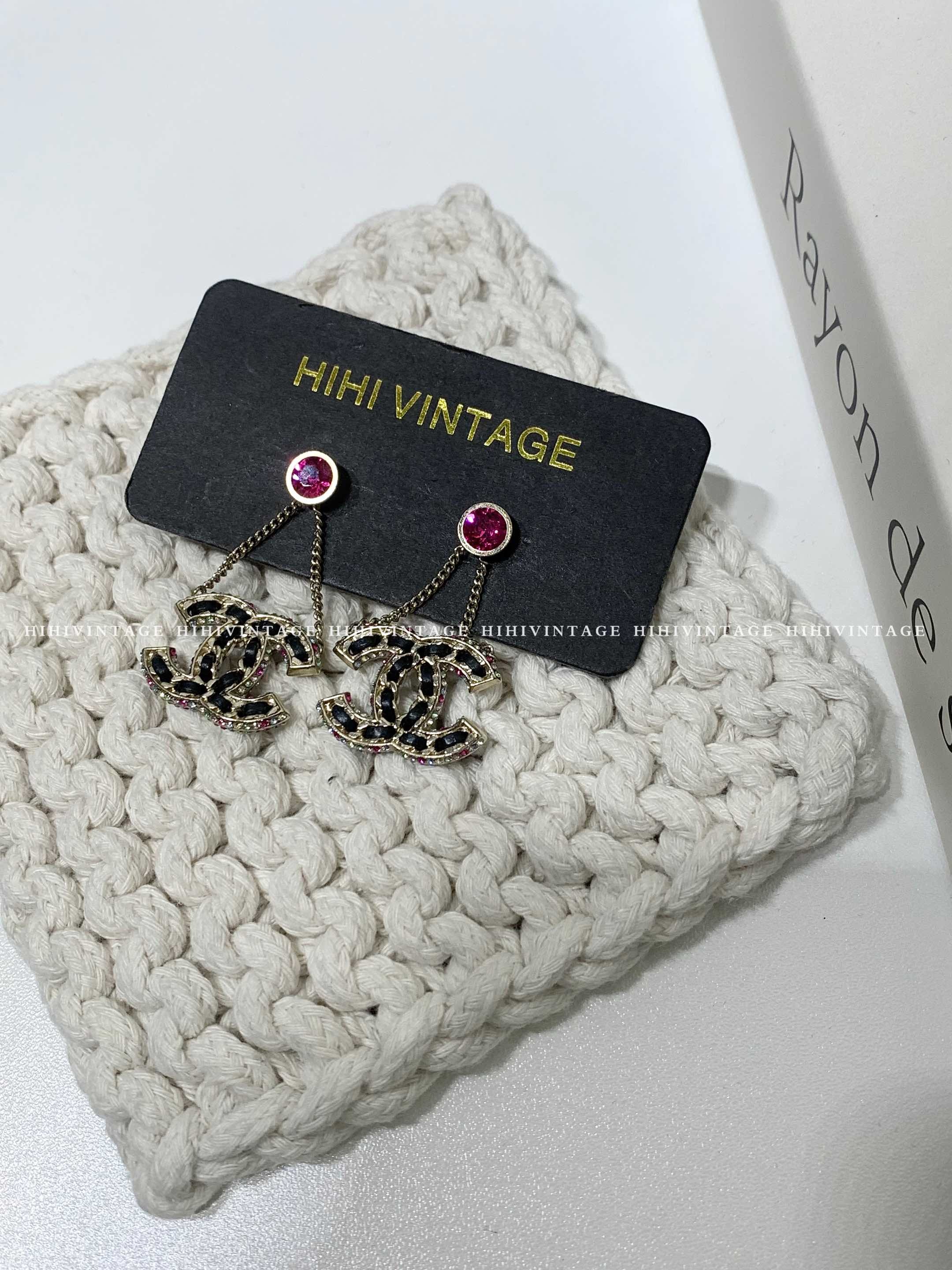 95新 Chanel/香奈儿 HIHI/Chanel21P皮穿链多彩镶钻耳钉/8747692