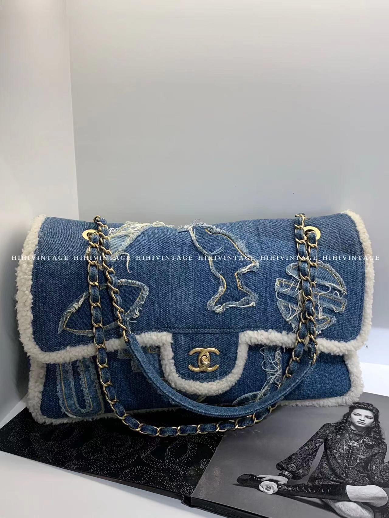 99新 Chanel/香奈儿 HIHI/Chanel 牛仔毛边机场包/7056081