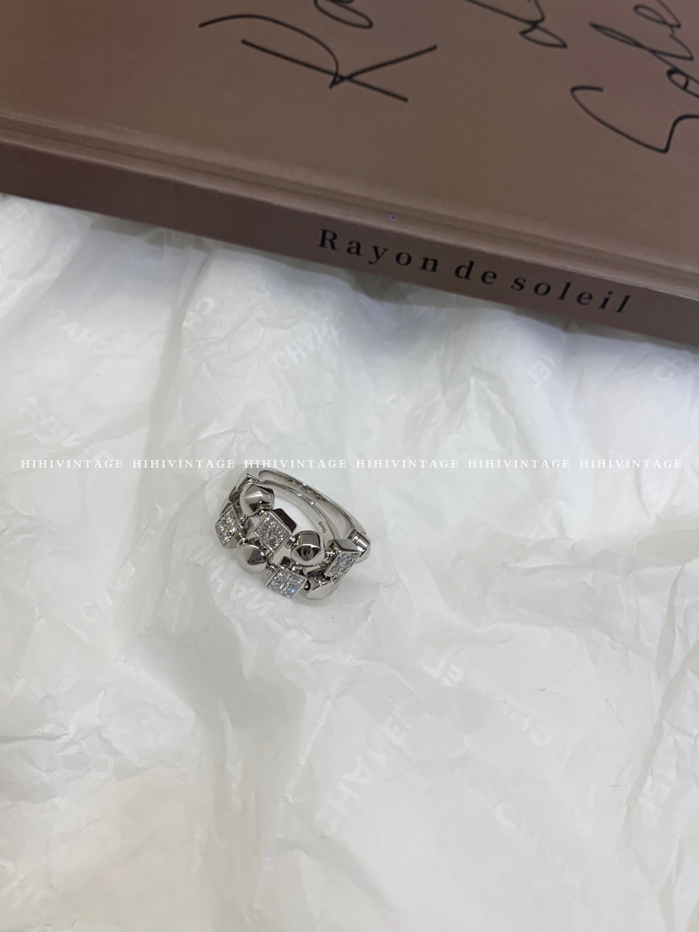 95新  HIHI/Bvlgari 宝格丽 银色镶钻戒指/9604515