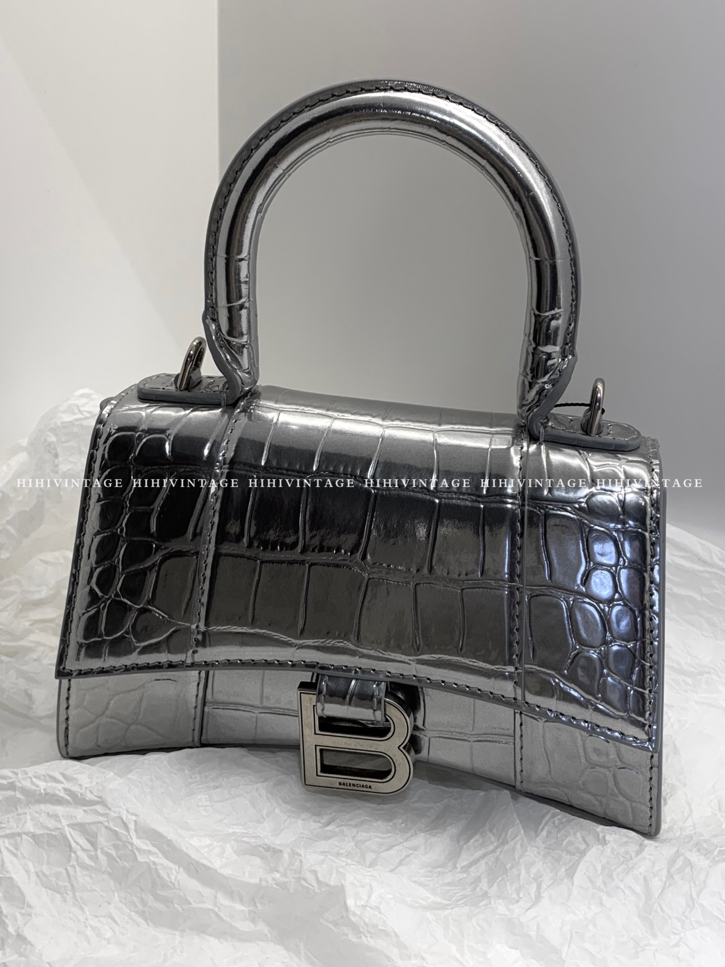 95新 Balenciaga/巴黎世家 HIHI/ Balenciaga 银色沙漏XS9753884