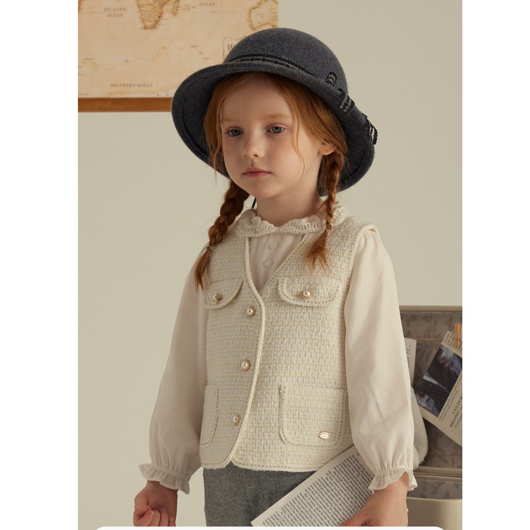 TC法国巧克力童装24新品女童法式小香风儿童马甲背心CIVWE3741A