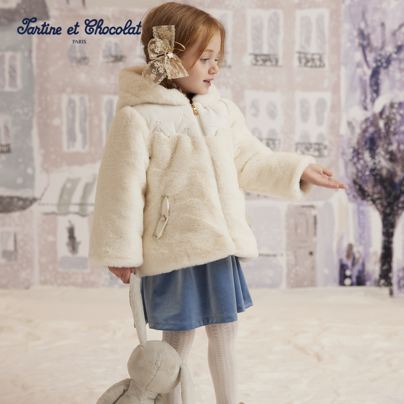 TC法国巧克力童装24秋冬新款女童可爱拼接外套CIJAE4T41K