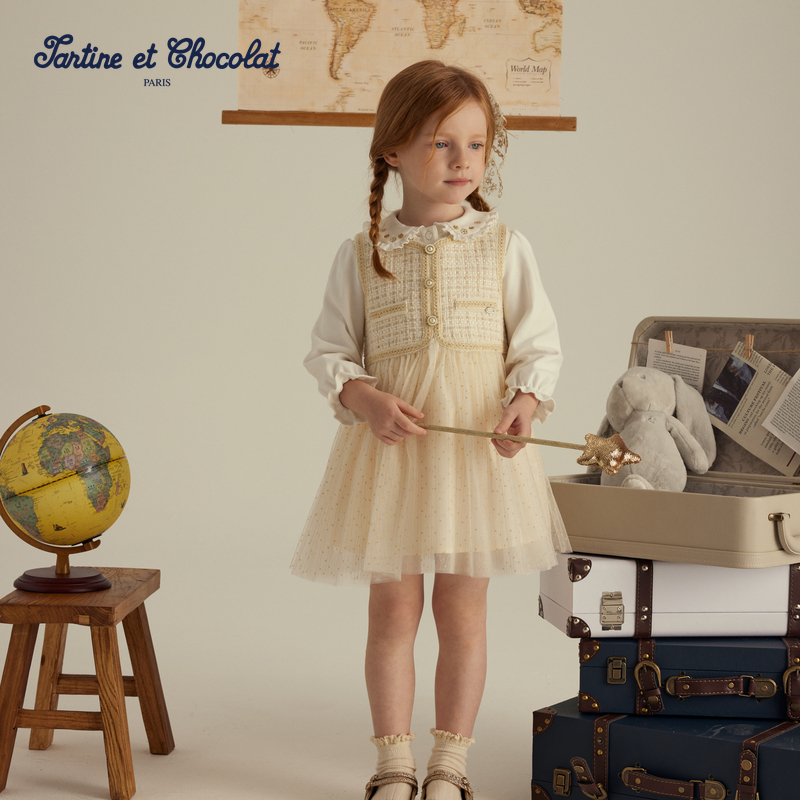 TC法国巧克力童装24秋季女童连衣裙小香风背心裙CIOWE4944A